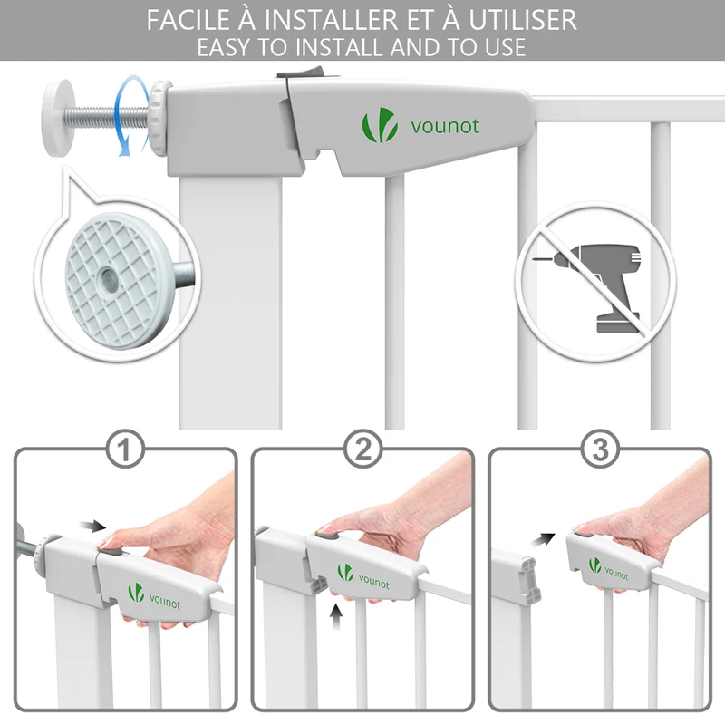 Barriere de Securite porte et escalier 100-108cm blanc pour animaux