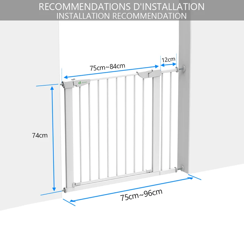 Barriere de Securite porte et escalier 88-96cm blanc pour animaux