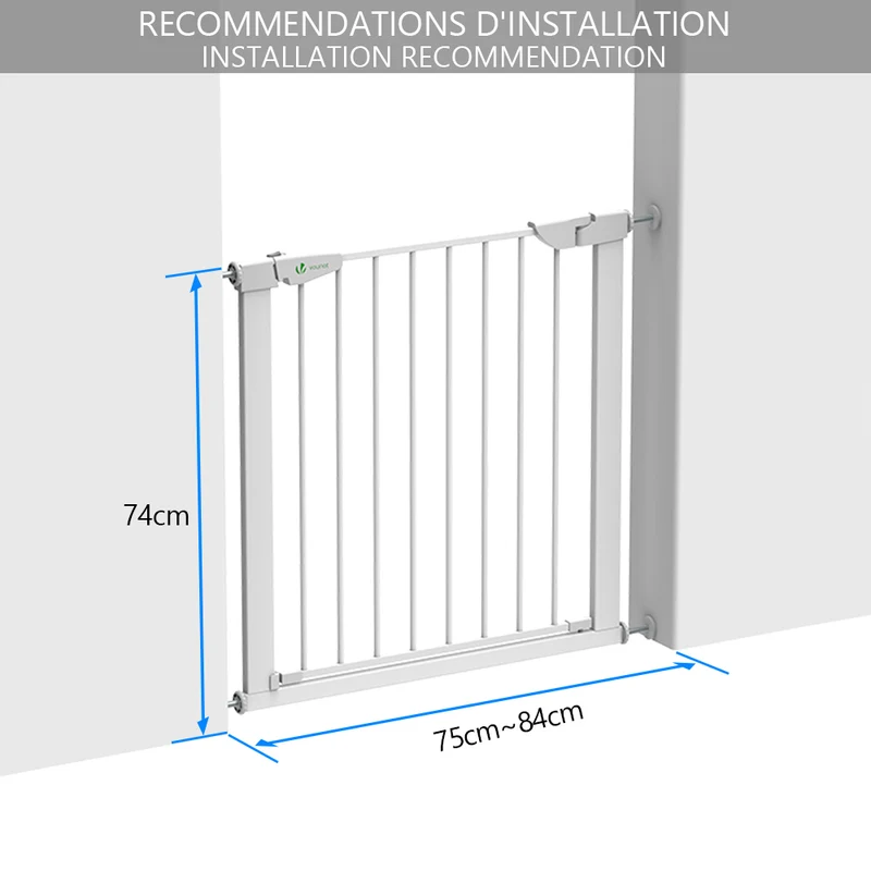 Barriere de Securite porte et escalier 75-84cm blanc pour animaux