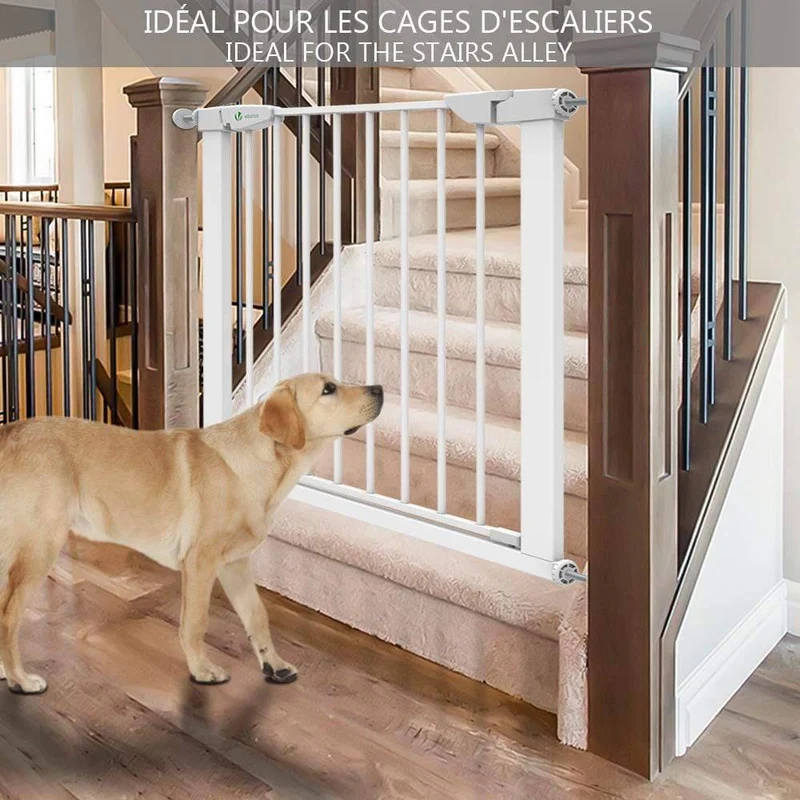 Barriere de Securite porte et escalier 75-84cm blanc pour animaux