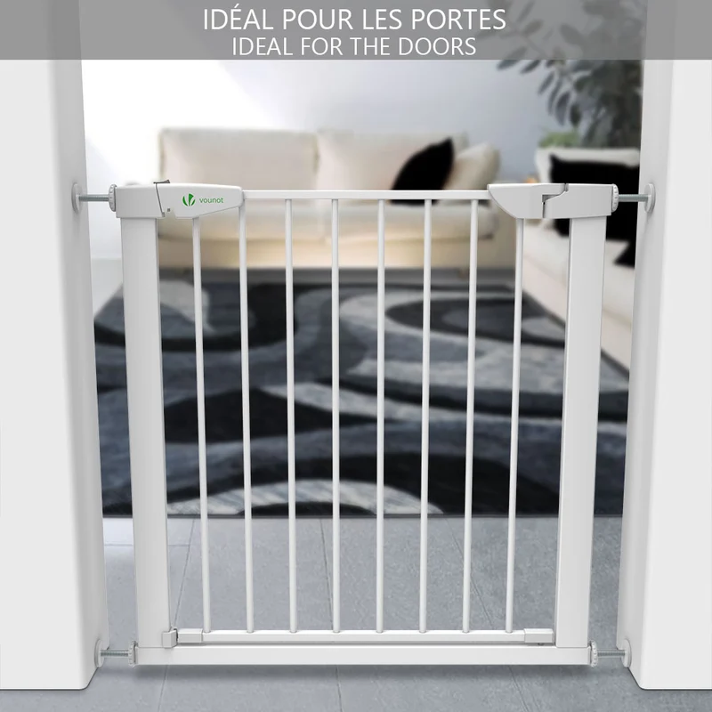 Barriere de Securite porte et escalier 75-84cm blanc pour animaux