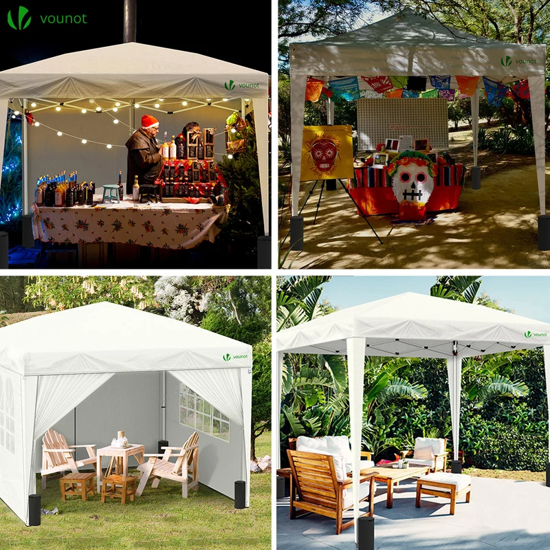 Tonnelle de Jardin 3x3m Pliable avec portes et fenêtres Blanc