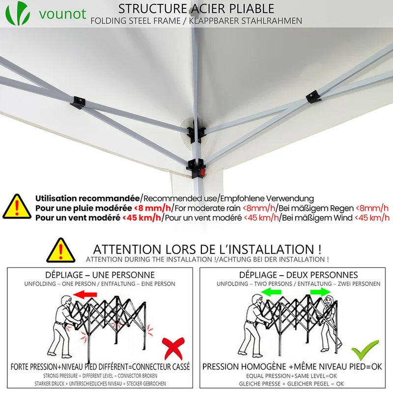 Tonnelle de Jardin 3x3m Pliable avec portes et fenêtres Blanc