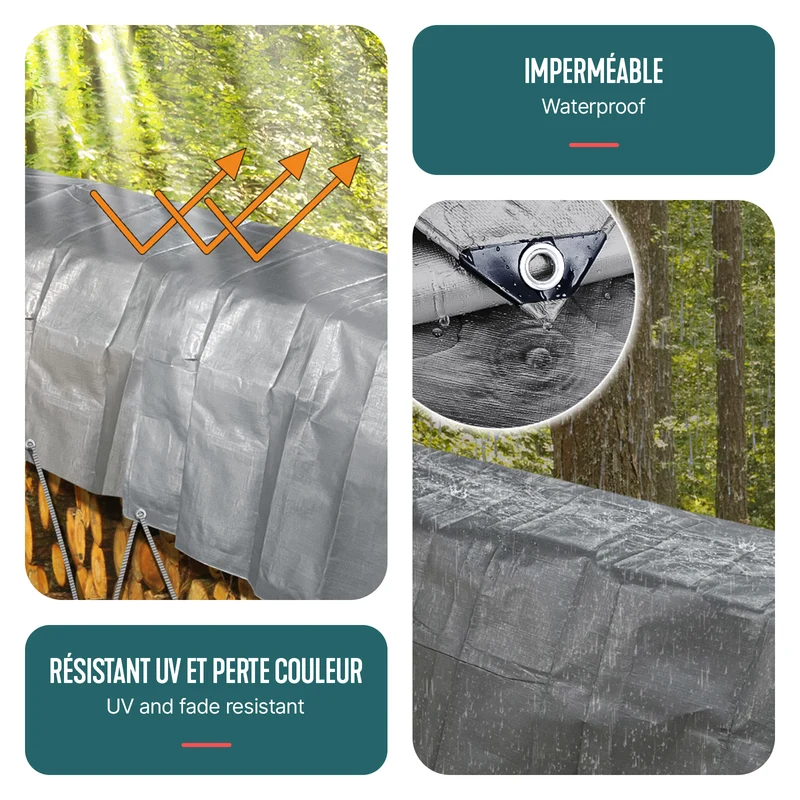 Bâche de Protection en Polyéthylène resistant et impermeable 240g/m² gris et noir 2x3m