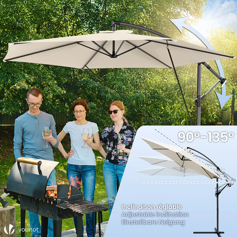 Parasol deporte 3M avec housse de protection et sangle de fixation Beige