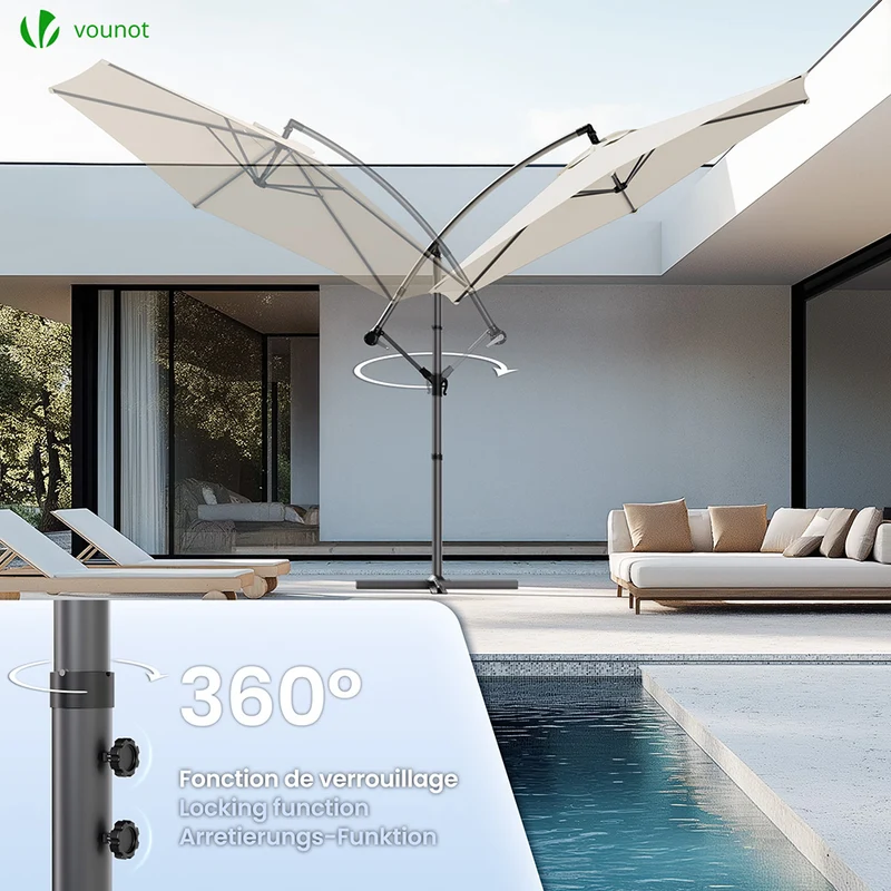 Parasol deporte 3M avec housse de protection et sangle de fixation Beige