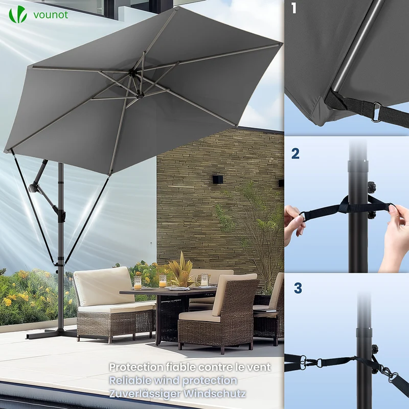 Parasol deporte 3M avec housse de protection et sangle de fixation Gris