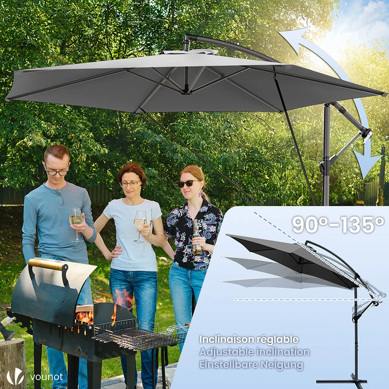 Parasol deporte 3M avec housse de protection et sangle de fixation Gris