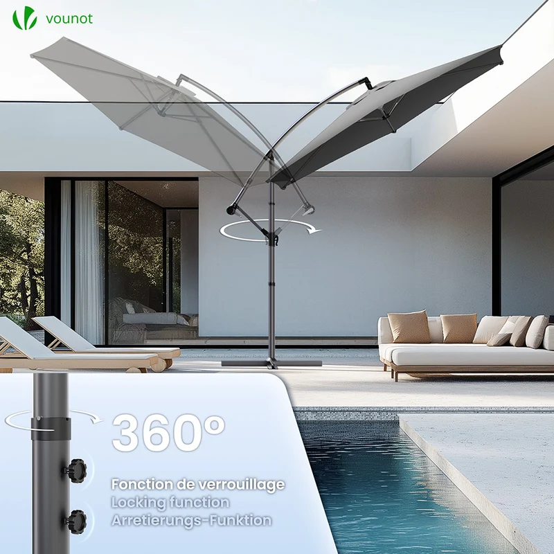 Parasol deporte 3M avec housse de protection et sangle de fixation Gris