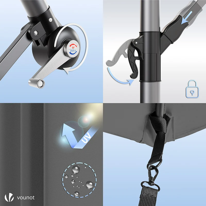 Parasol deporte 3M avec housse de protection et sangle de fixation Gris