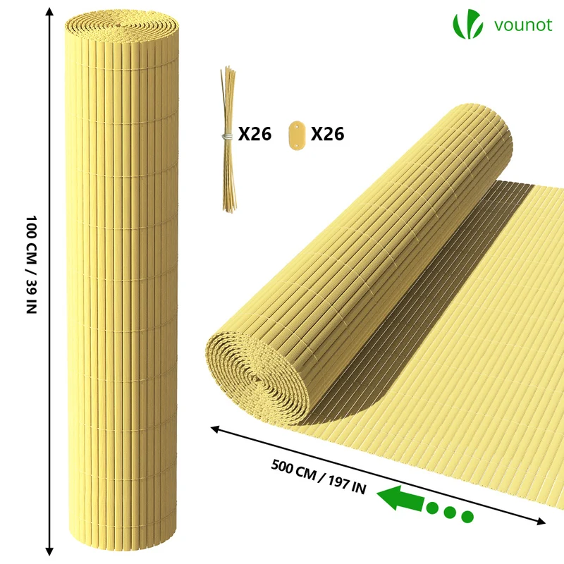 Canisse PVC brise vue renforce avec attaches de fixation 100x500cm beige