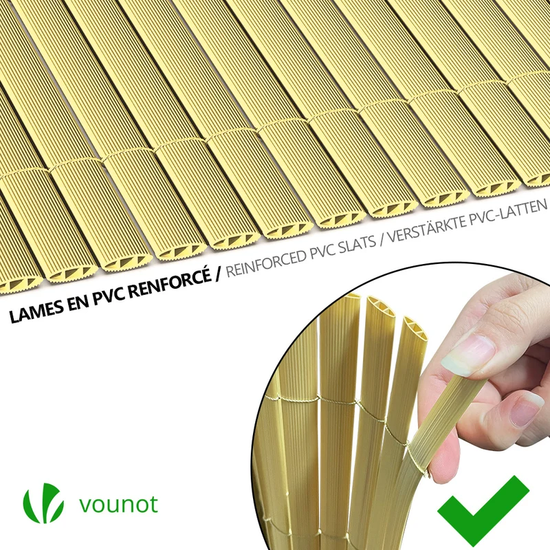 Canisse PVC brise vue renforce avec attaches de fixation 100x300cm beige