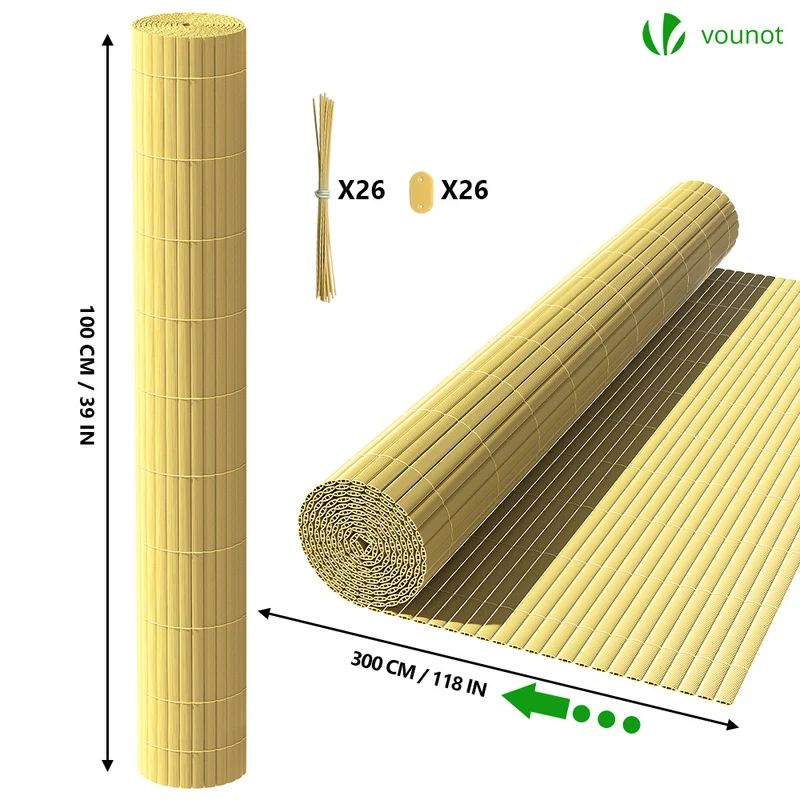 Canisse PVC brise vue renforce avec attaches de fixation 100x300cm beige