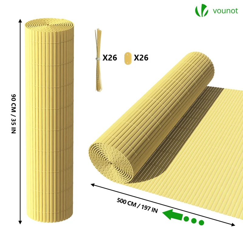 Canisse PVC brise vue renforce avec attaches de fixation 90x500cm beige