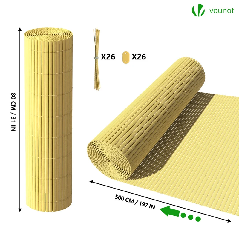 Canisse PVC brise vue renforce avec attaches de fixation 80x500cm beige