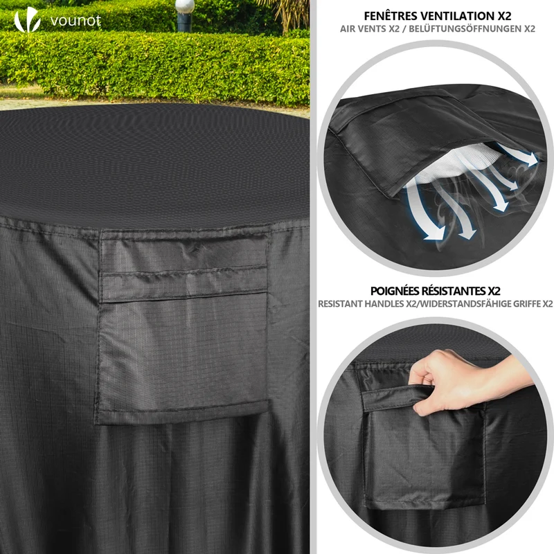 Housse salon de jardin bache de protection 420D φ190x73cm noire
