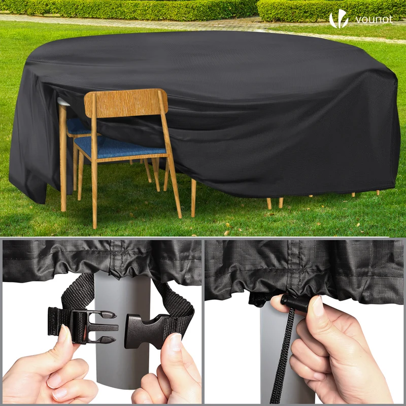 Housse salon de jardin bache de protection 420D φ190x73cm noire