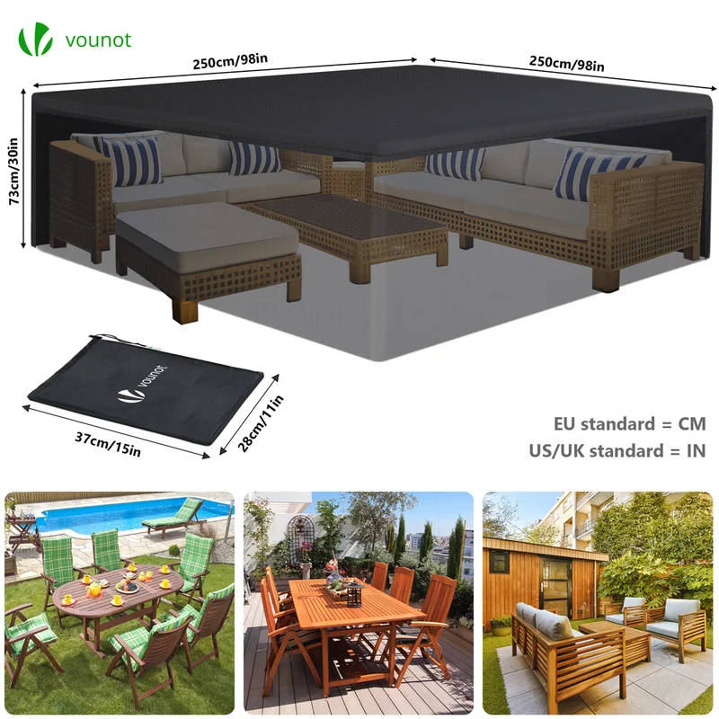 Housse salon de jardin bache de protection 420D 250x250x73cm noire