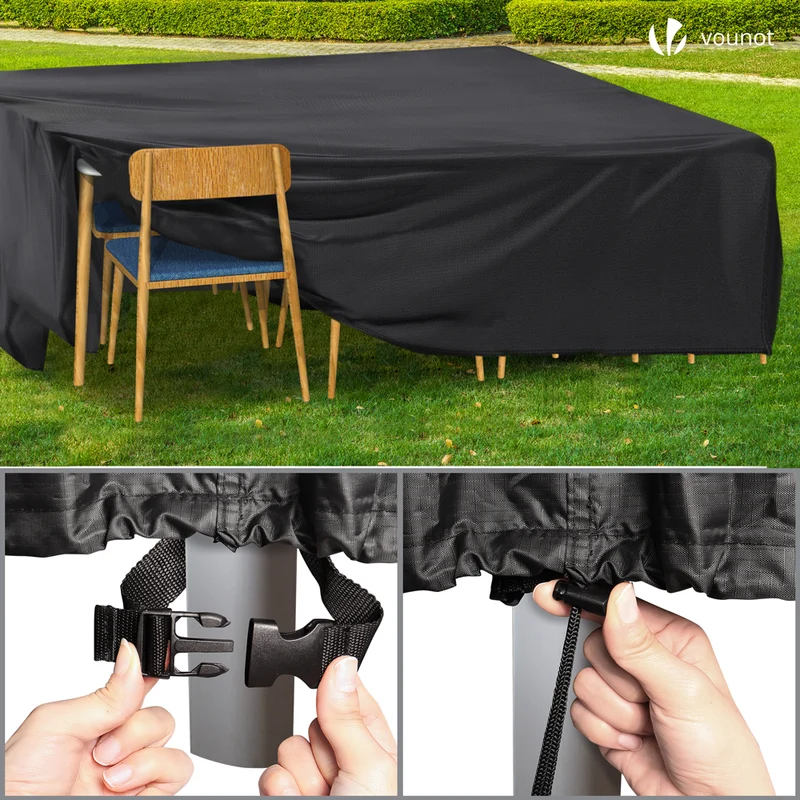 Housse salon de jardin bache de protection 420D 250x250x73cm noire