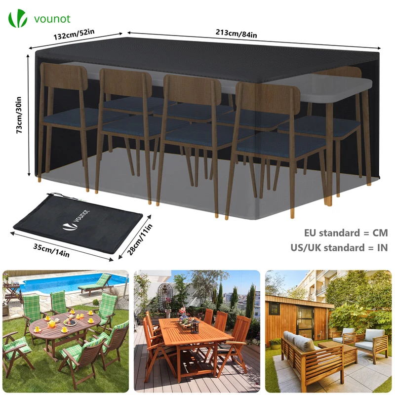 Housse salon de jardin bache de protection 420D 213x132x73cm noire