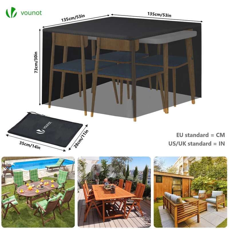 Housse salon de jardin bache de protection 420D 135x135x73cm noire