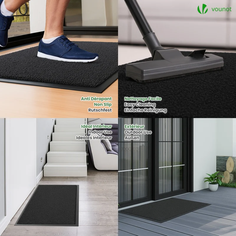Tapis de porte paillasson 40x60cm Noir