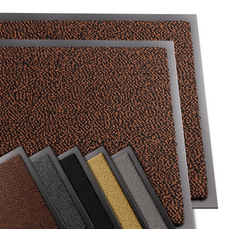Lot de 2 Tapis de porte paillasson 60x90cm Marron-Noir