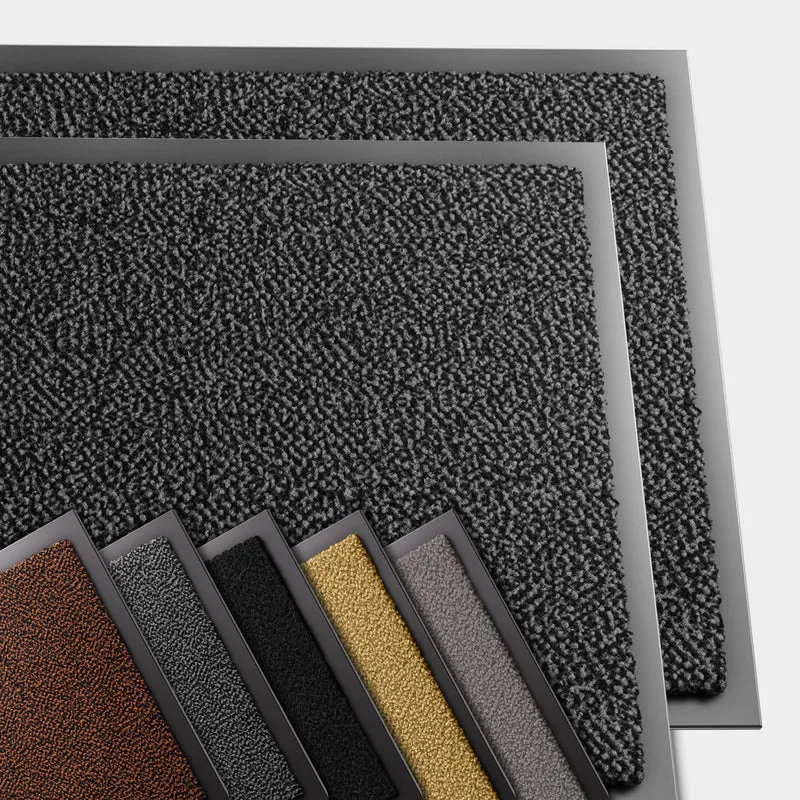 Lot de 2 Tapis de porte paillasson 60x90cm Gris-Noir