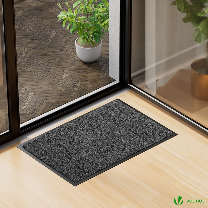 Tapis de porte paillasson 60x90cm Gris-Noir
