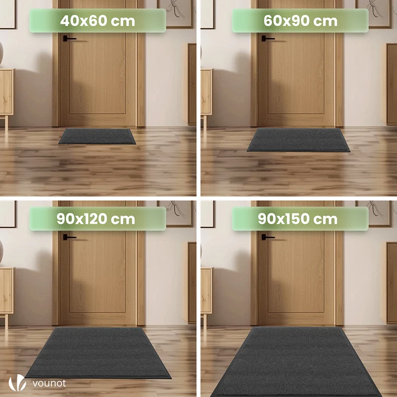 Tapis de porte paillasson 40x60cm Gris-Noir
