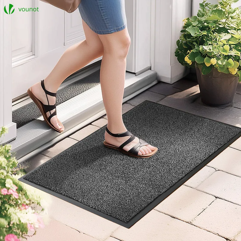 Tapis de porte paillasson 60x90cm Gris-Noir