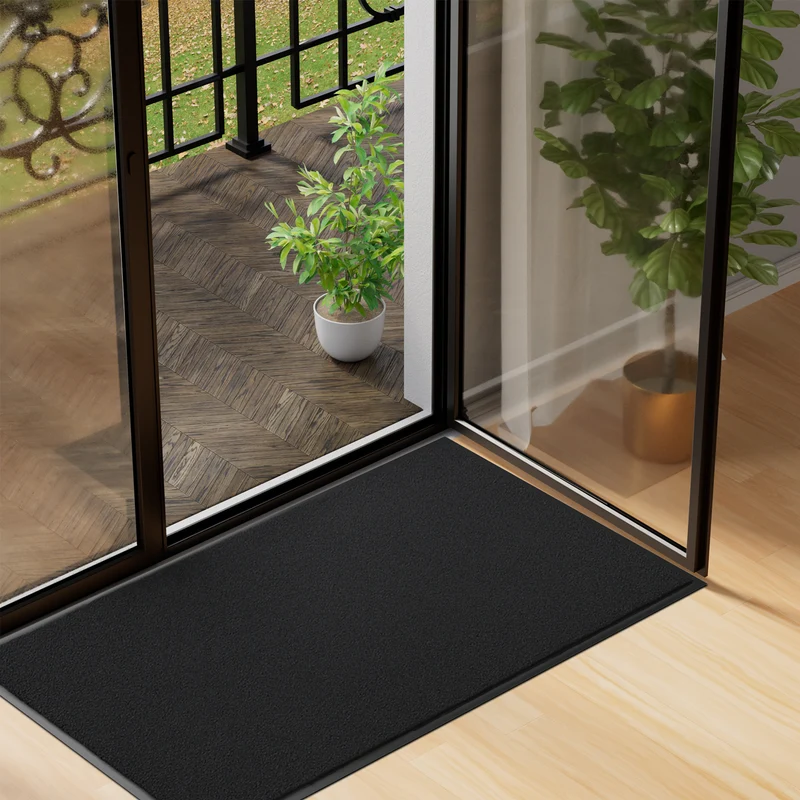 Tapis de porte paillasson 90x150cm Noir