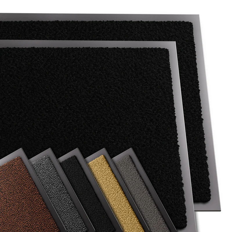 Lot de 2 Tapis de porte paillasson 60x90cm Noir