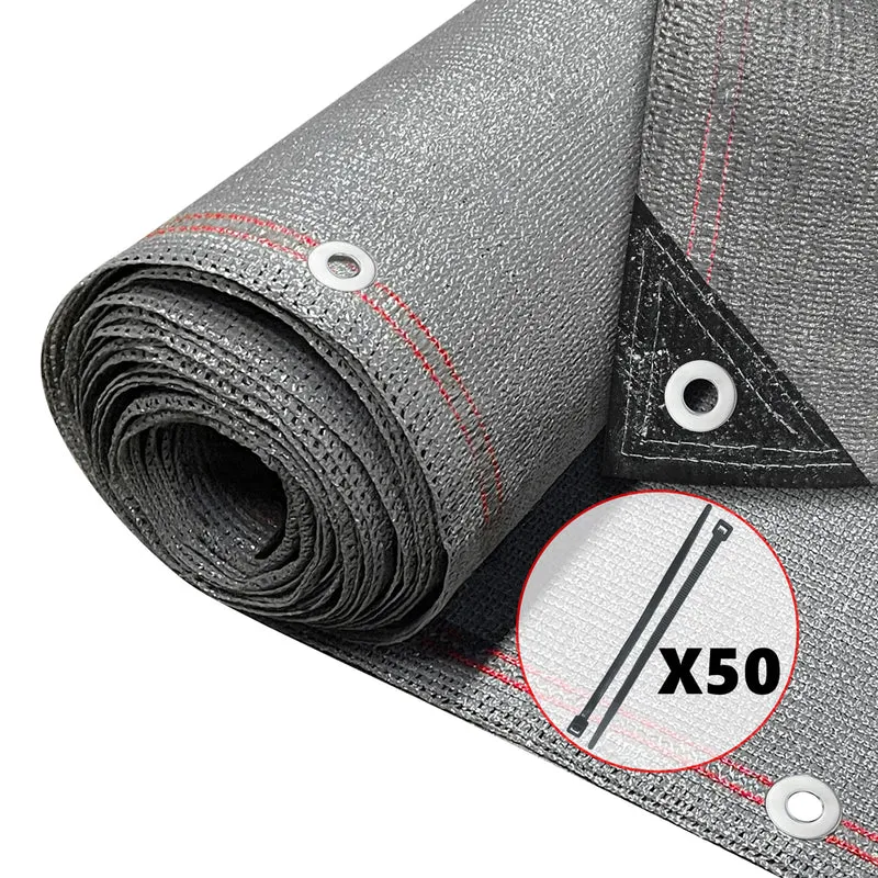 Brise vue occultant en HDPE 230g/m² 1.8x10m avec attaches de fixation gris