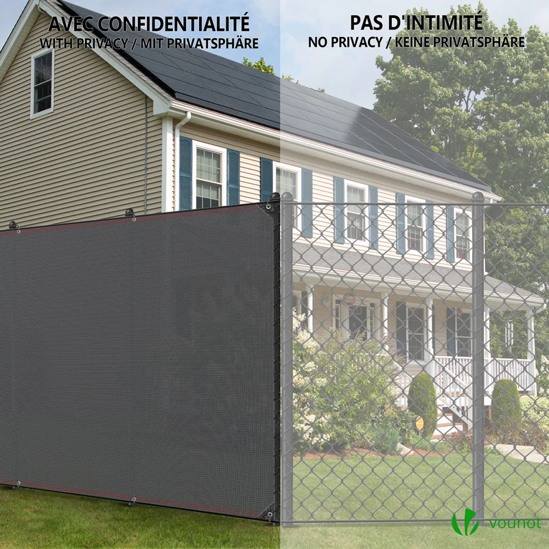 Brise vue occultant en HDPE 230g/m² 1.8x10m avec attaches de fixation gris