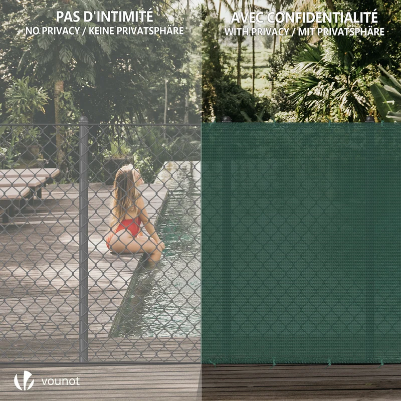 Brise vue occultant en HDPE 230g/m² 1.5x10m avec attaches de fixation vert