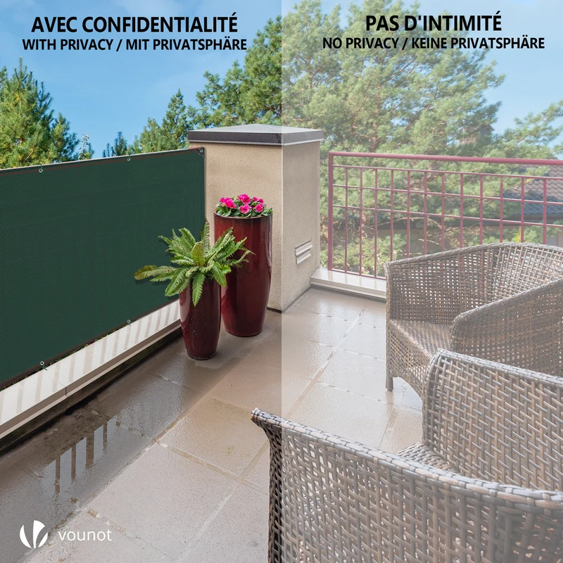 Brise vue occultant en HDPE 230g/m² 1.5x10m avec attaches de fixation vert