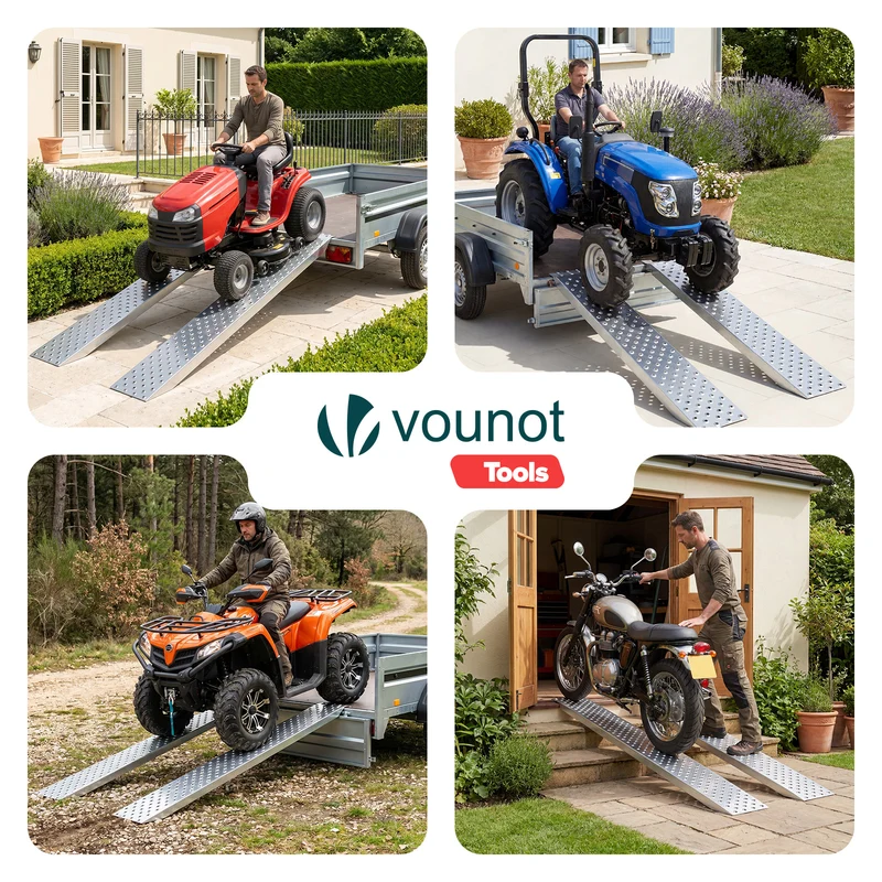 Lot de 2 rampe de chargement 135cm en acier galvanise