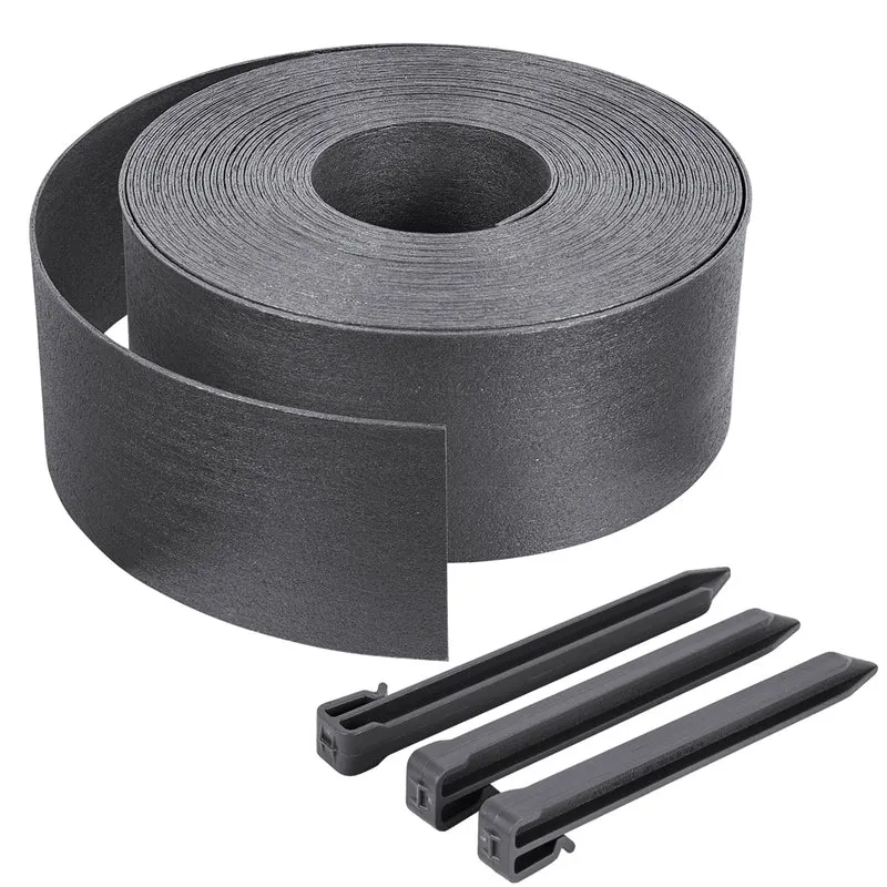 Bordure de jardin PE haute flexible 10M avec piquets gris