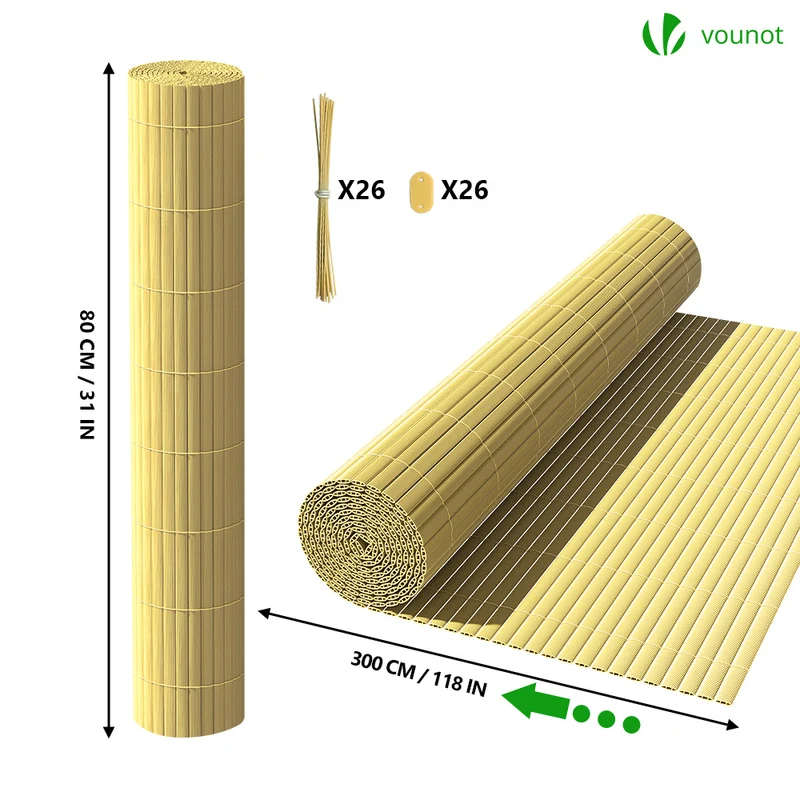 Canisse PVC brise vue renforce avec attaches de fixation 80x300cm beige
