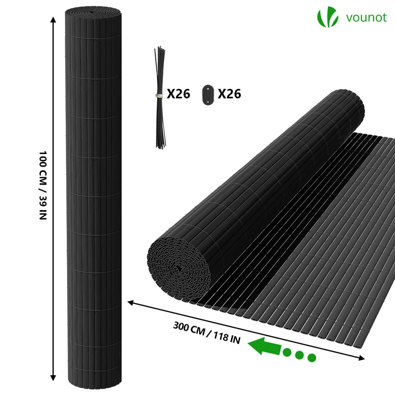 Canisse PVC brise vue renforce avec attaches de fixation 100x300cm gris