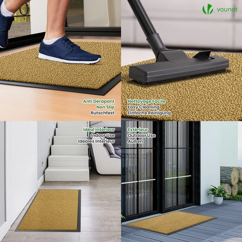 Tapis de porte paillasson 60x90cm Beige