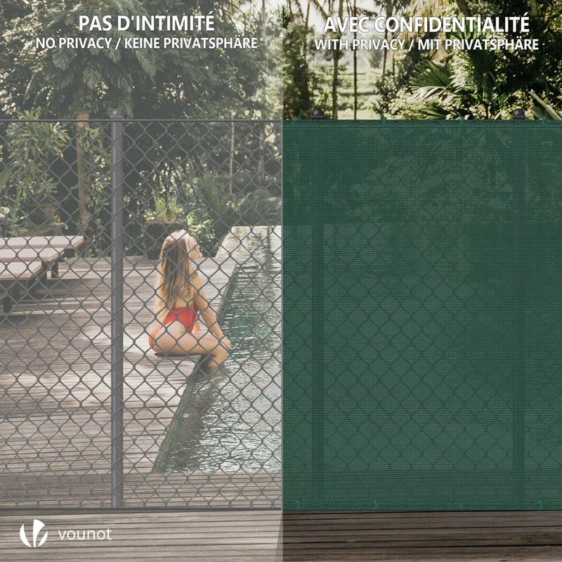Brise vue occultant en HDPE 150g/m² 1.8x10m avec attaches de fixation vert