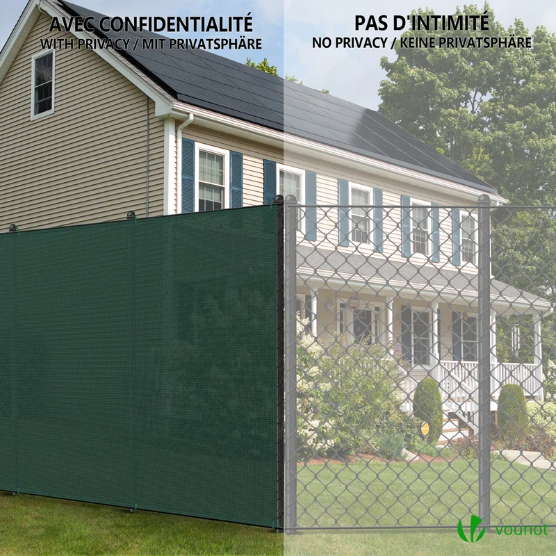 Brise vue occultant en HDPE 150g/m² 1.8x10m avec attaches de fixation vert