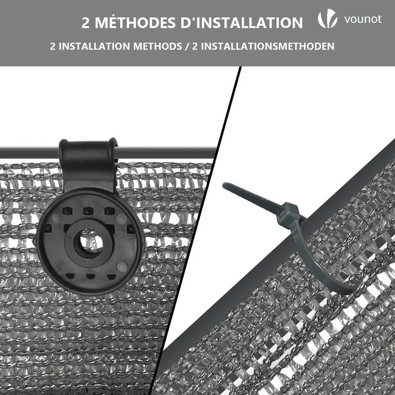 Brise vue occultant en HDPE 150g/m² 1.8x10m avec attaches de fixation gris