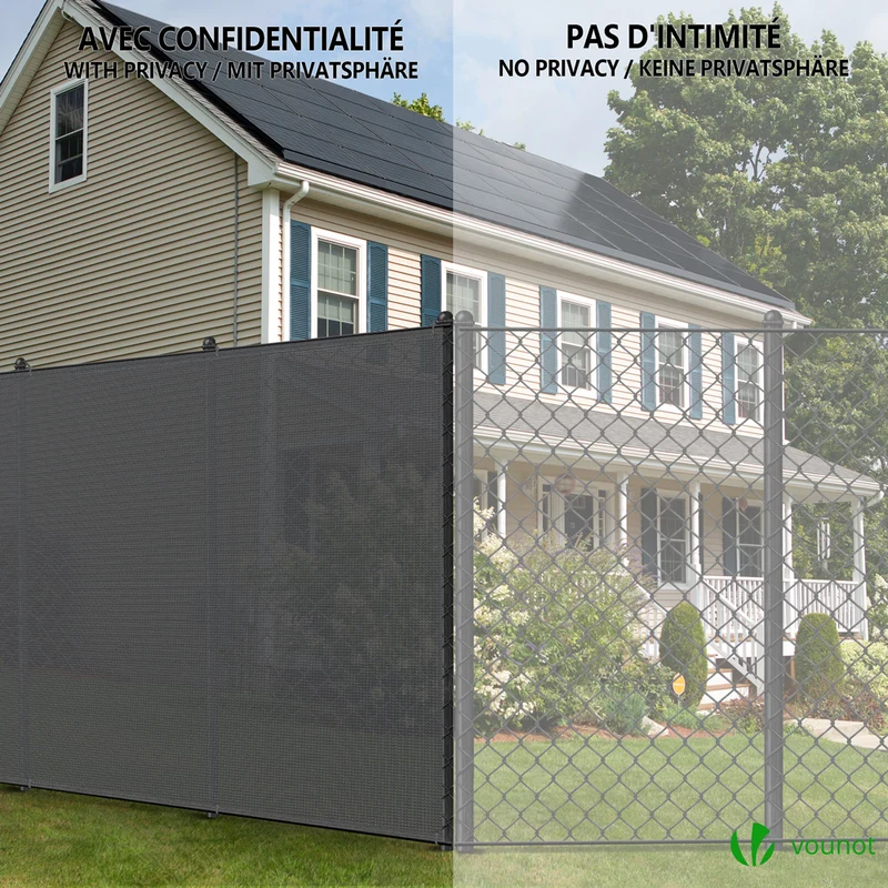 Brise vue occultant en HDPE 150g/m² 1.8x10m avec attaches de fixation gris