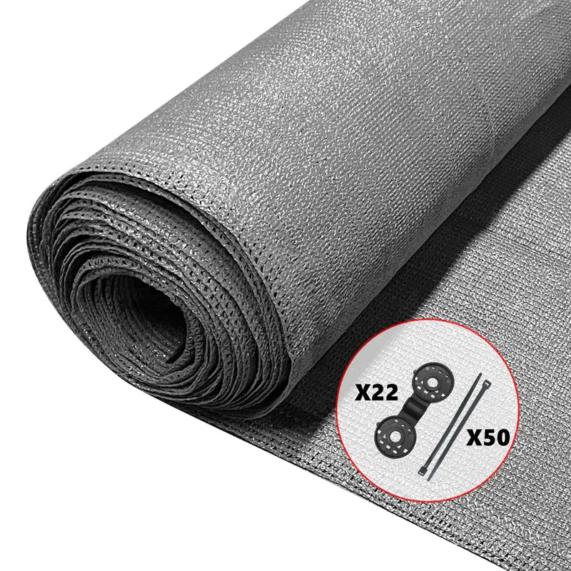 Brise vue occultant en HDPE 150g/m² 1.5x10m avec attaches de fixation gris