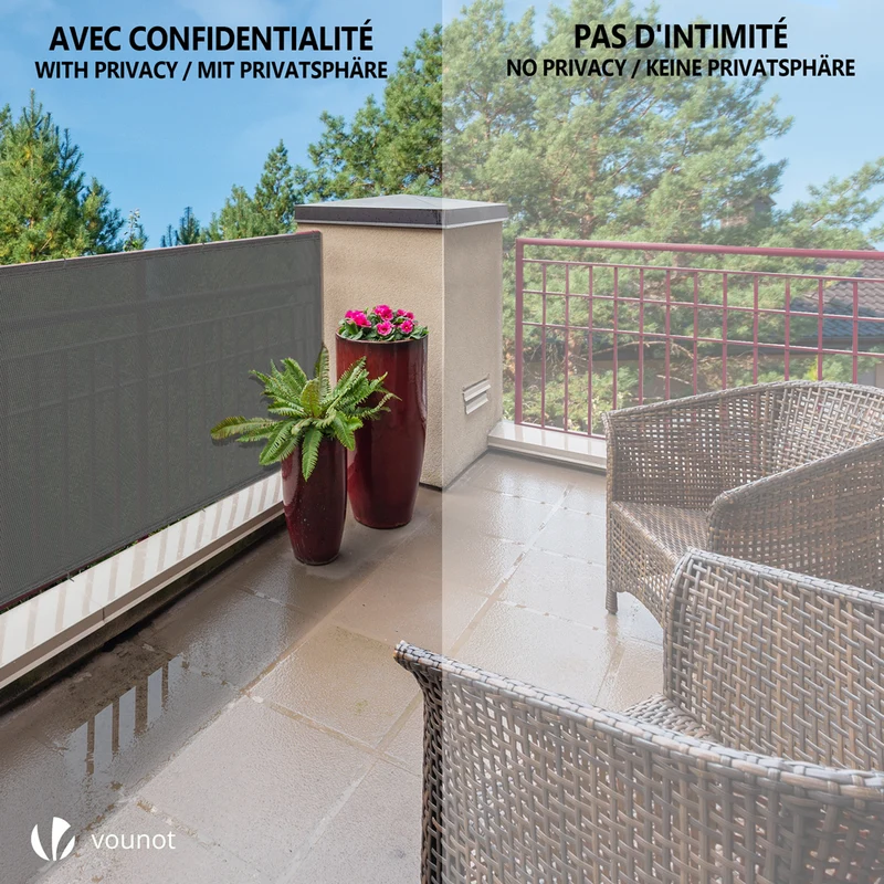 Brise vue occultant en HDPE 150g/m² 1.5x10m avec attaches de fixation gris