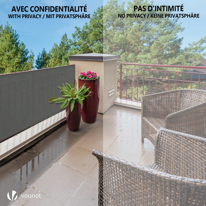 Brise vue occultant en HDPE 150g/m² 1x10m avec attaches de fixation gris
