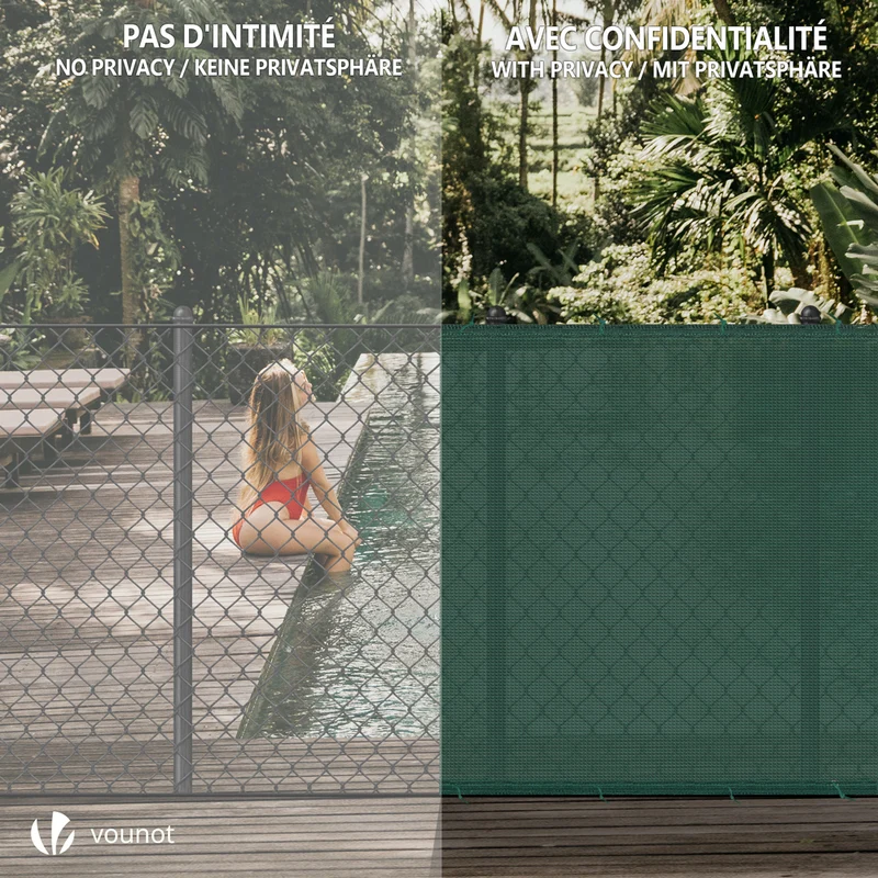 Brise vue occultant en HDPE 150g/m² 1x10m avec attaches de fixation vert